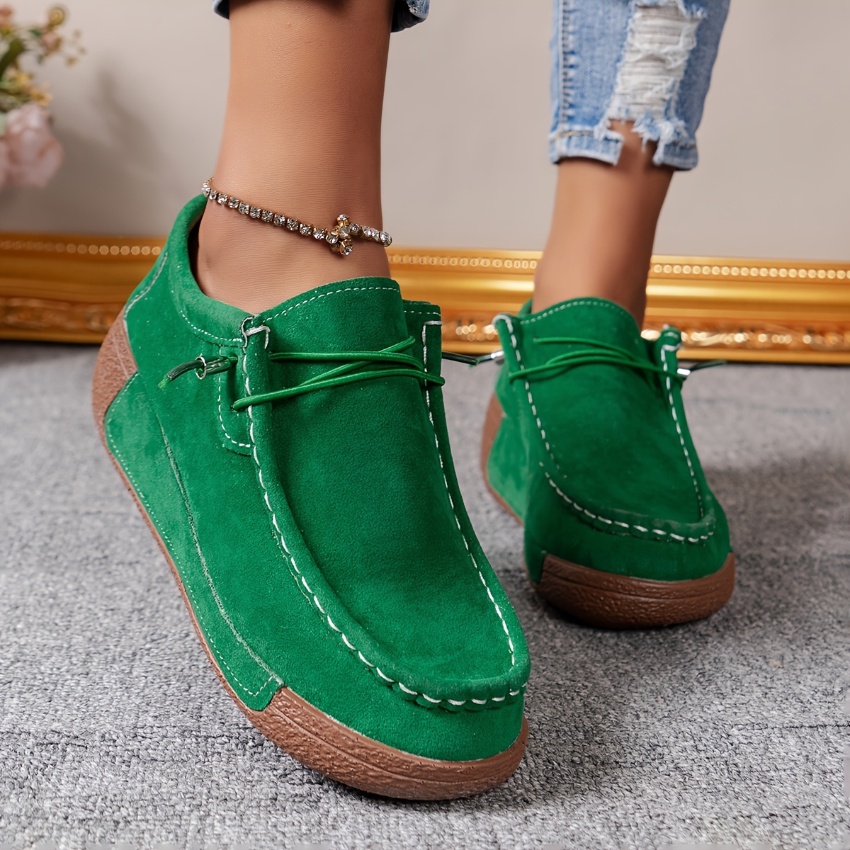 zapatillas casuales mujer detalles brogue en verde Temu Argentina