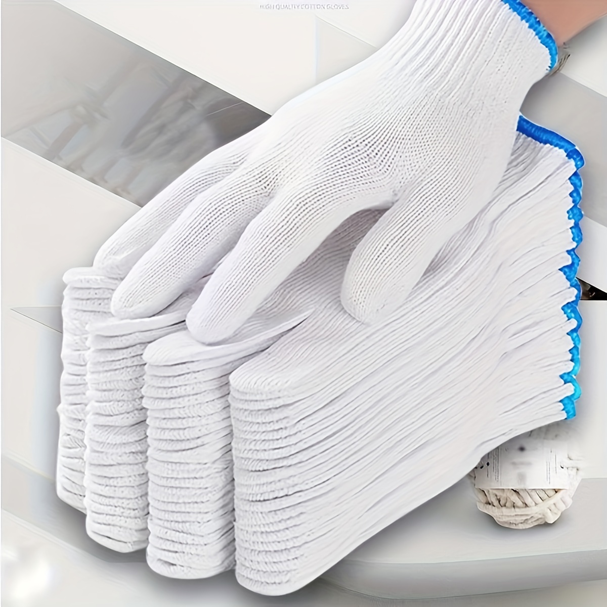 12pairs Of Non Slip And Abrasion Resistant White Safety Gloves For Men And  Women At Work, Shop On Temu And start Saving