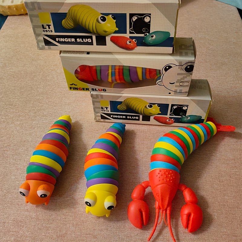 Cheap Funny Fidget Slugs Articulated Sensory Slug Lobster Dolphin Toy  Realistic Worm Caterpillar Shark Fidget Toys for Kids Adults Autism Stress