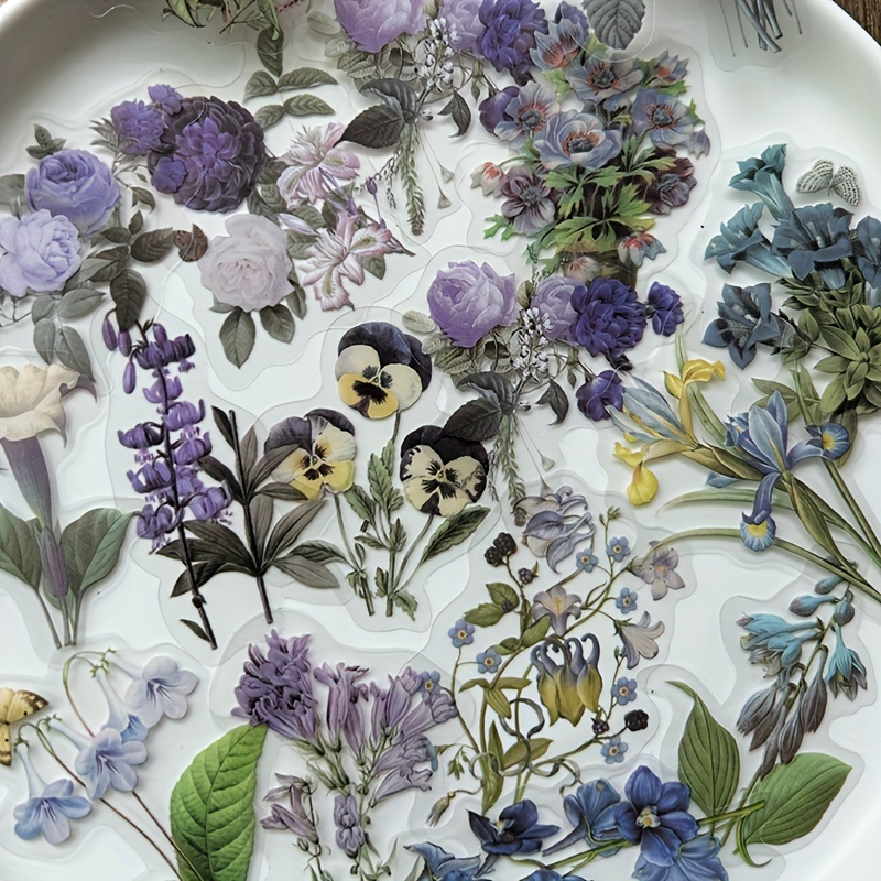 A Pack Of 40 Floral Plant Stickers For Decoration Album, Reusable