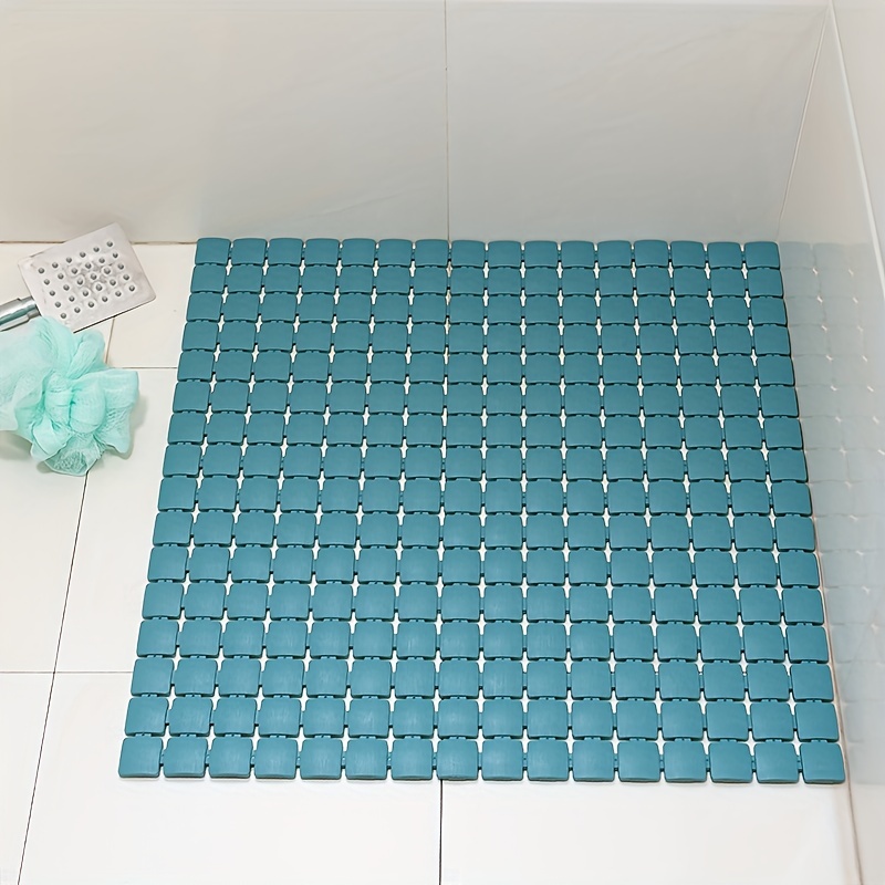 Blue Anti-slip Bath Mat With Suction Cups And Drainage Holes For Foot  Massage In Bathtub, Suitable For Elderly And Children