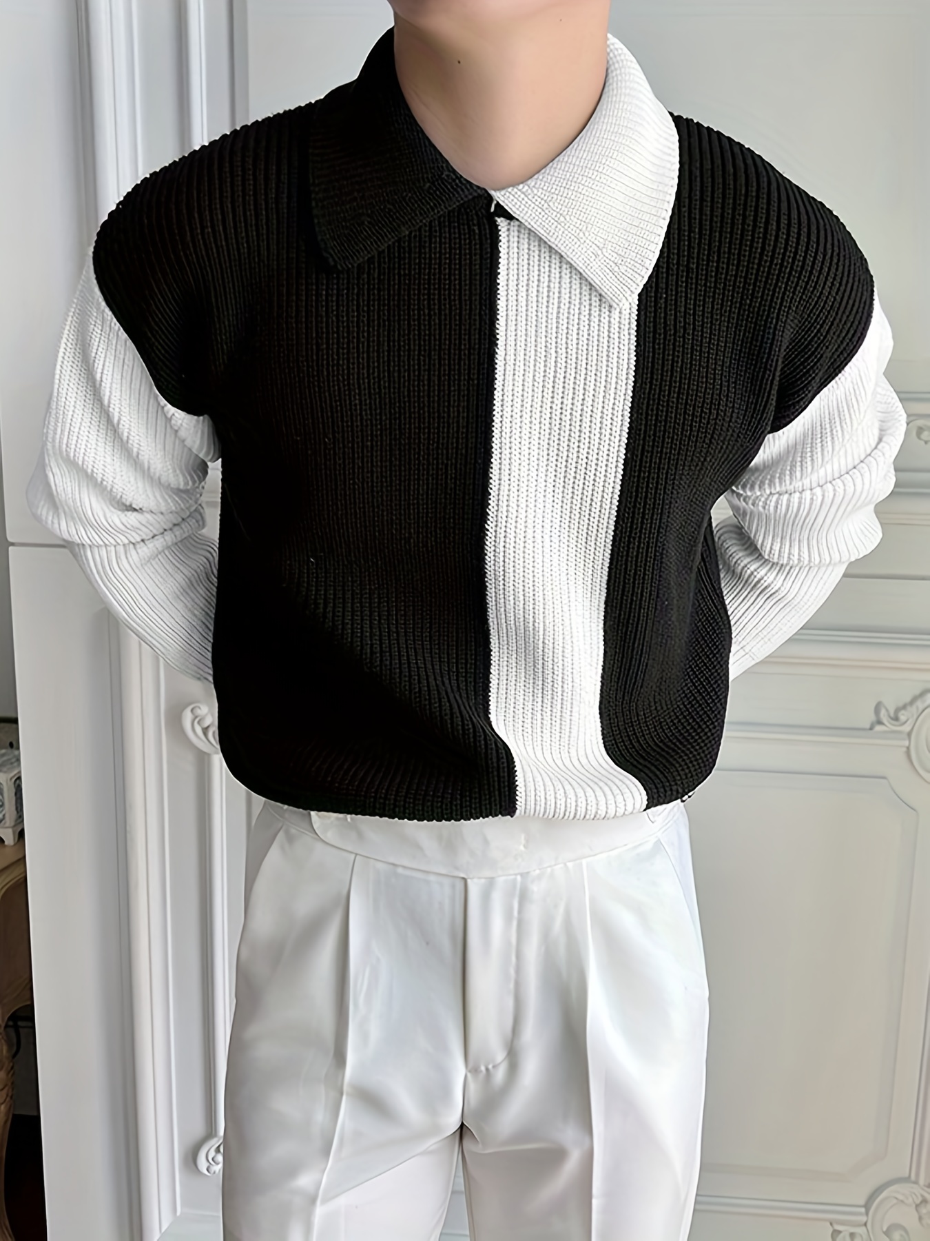 2023 Plus Size Fashion Men Shirt Knitted Lapel - Temu