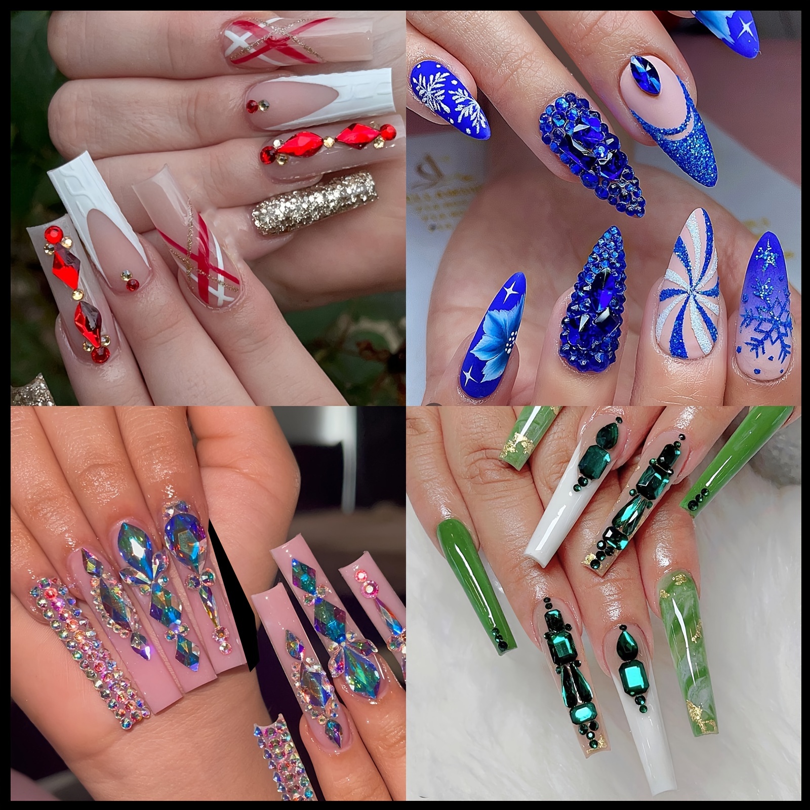 Crystal AB Nail Art Rhinestones Flat Back Mixed Shaped Gemstones