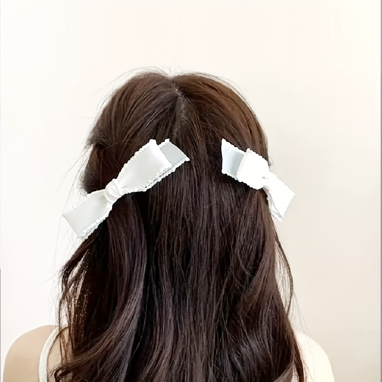 White Simple Ribbon Bow Hair Clip Hairpin Hair Accessories - Temu