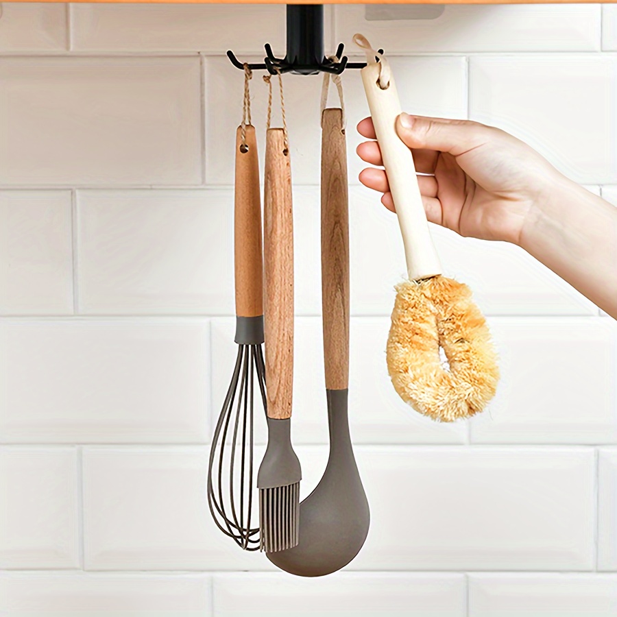 Soporte para utensilios de cocina con 6 ganchos ajustables, barra
