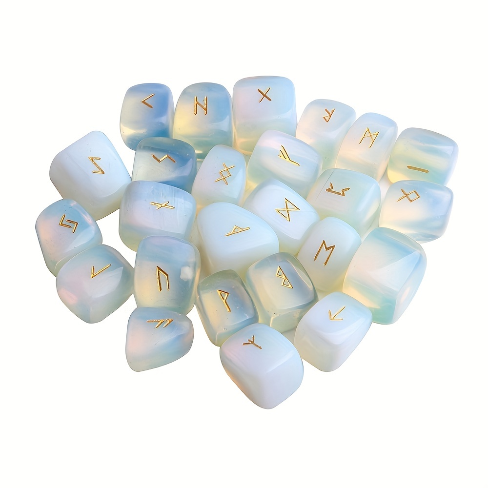 Opalite Runes Stone Set 25pcs with Storage Bag