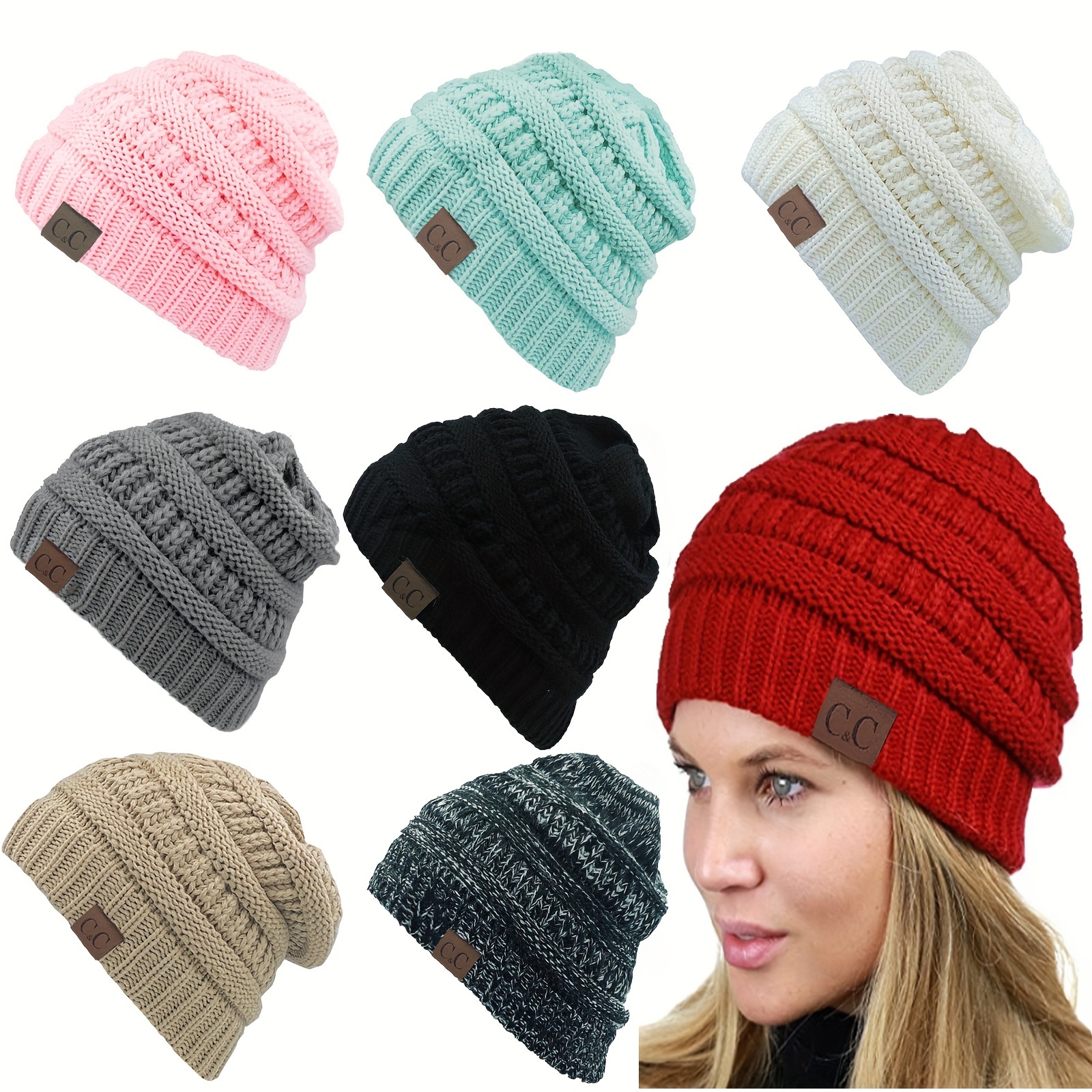 Bonnet d'hiver ample surdimensionné – Bonnet en tricot épais doux