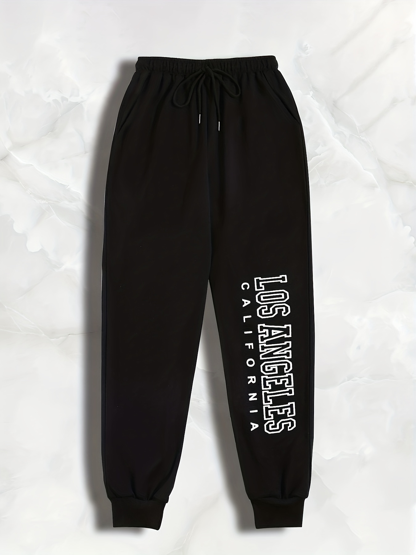 Plus Black California Print Sweatpants