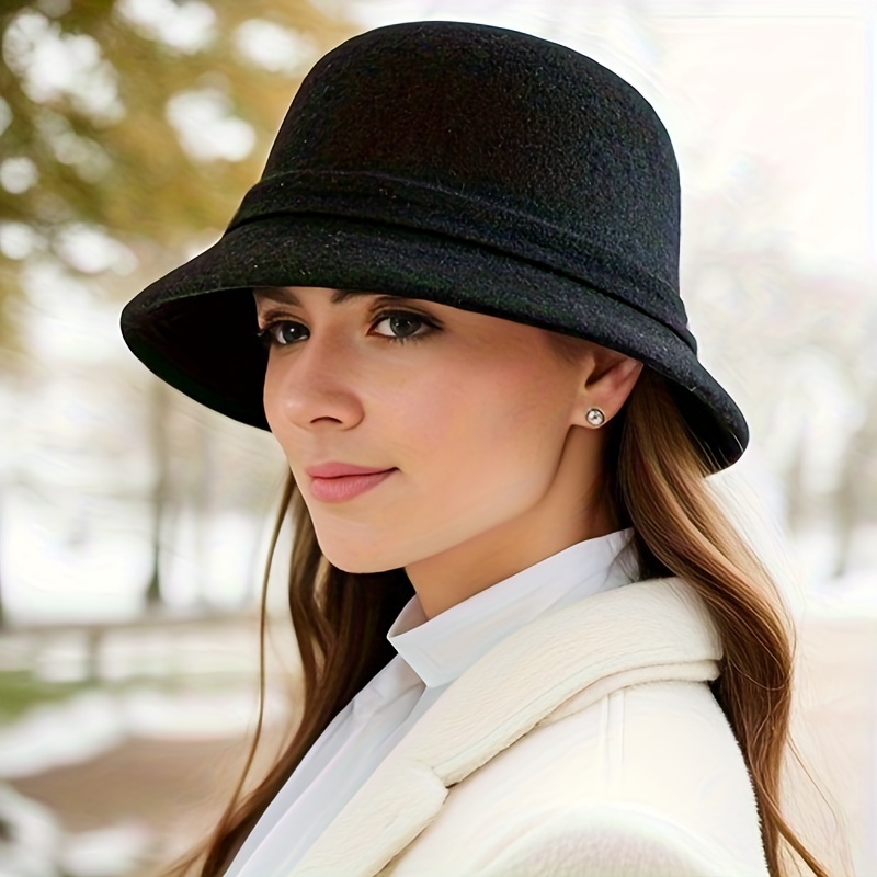 Classic Wool Bucket Hat Elegant Bowknot Decor Basin Hats - Temu