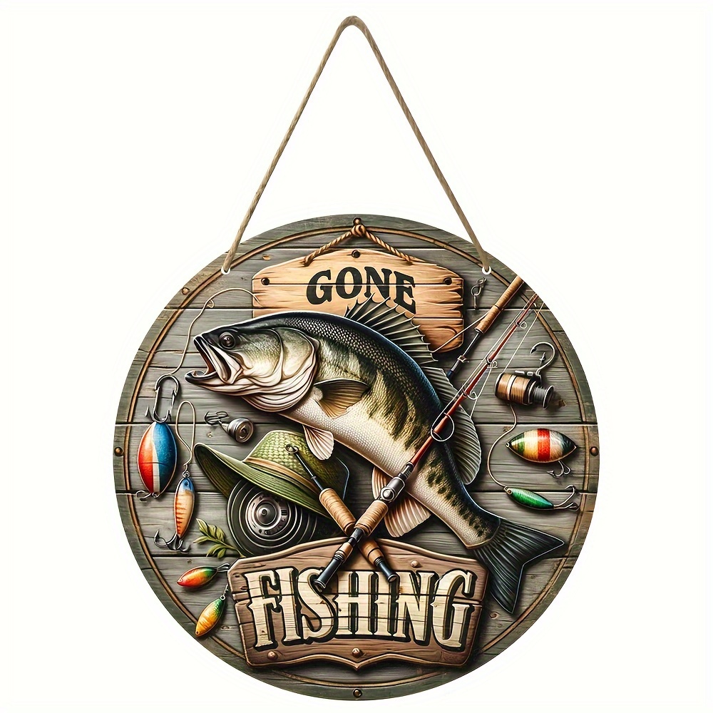 1pc, Fishing Enthusiasts Welcome Sign, Fishing Round Wooden Sign, Living  Room Decor Aesthetic, Rustic Home Decor, Office Decor, Bedroom Decor, Wall  Ar