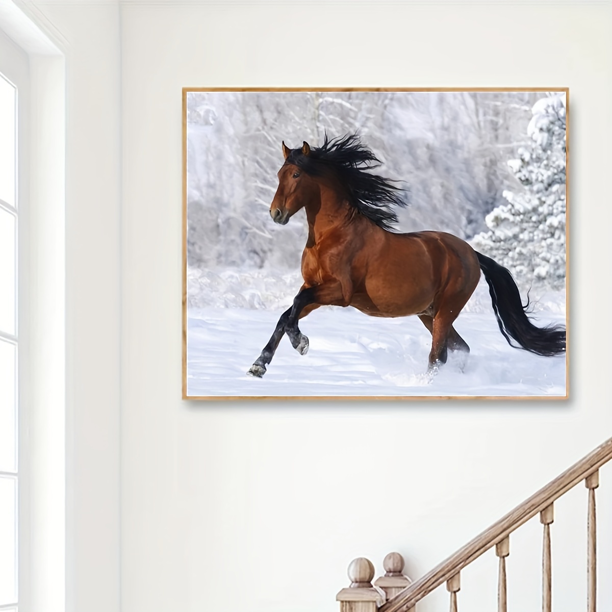 Diy Diamond Painting Animal Black Horse Diamond Painting - Temu