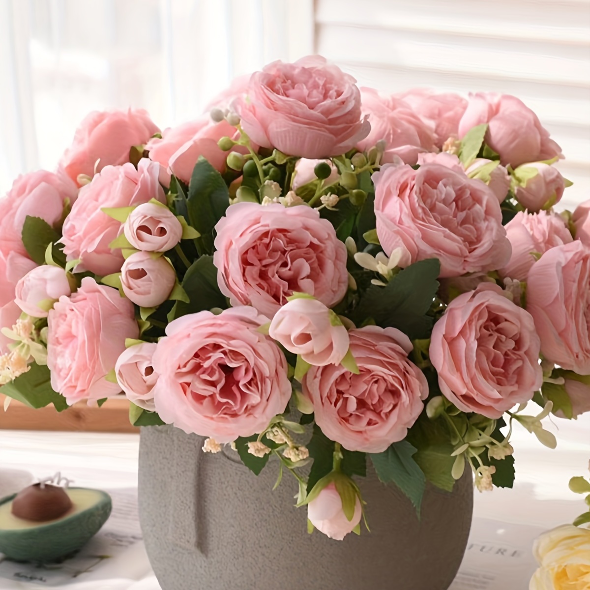 Artificial Flower Fake Peony Silk Flowers Rose Bouquet - Temu