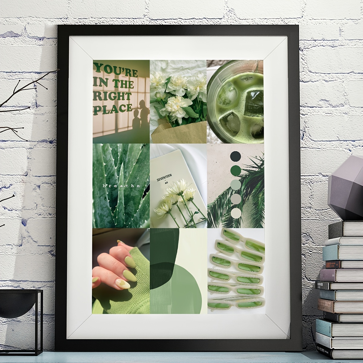 green aesthetic posters collage. pack of 6 images