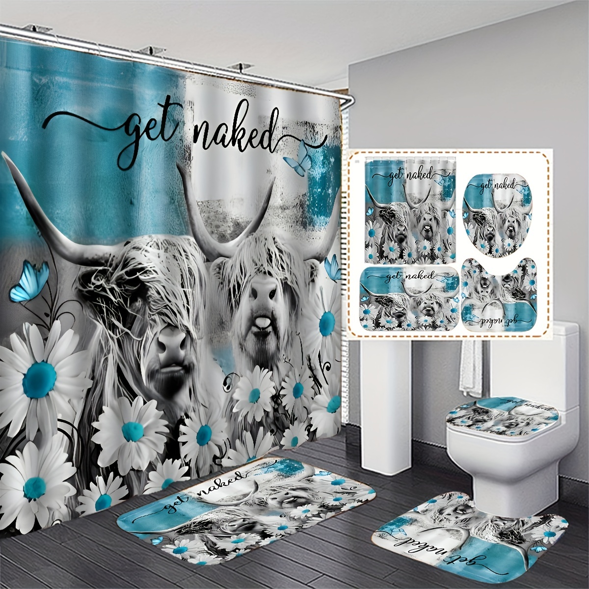 Modern French Shower Curtain Set Bee Garden Vintage Queen - Temu