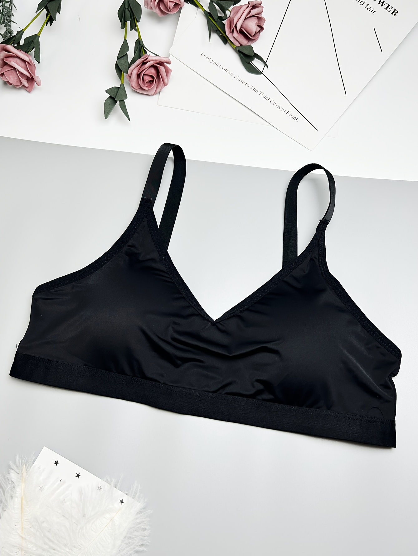 Simple Solid Bralette Bra Seamless Wireless Removable Padded