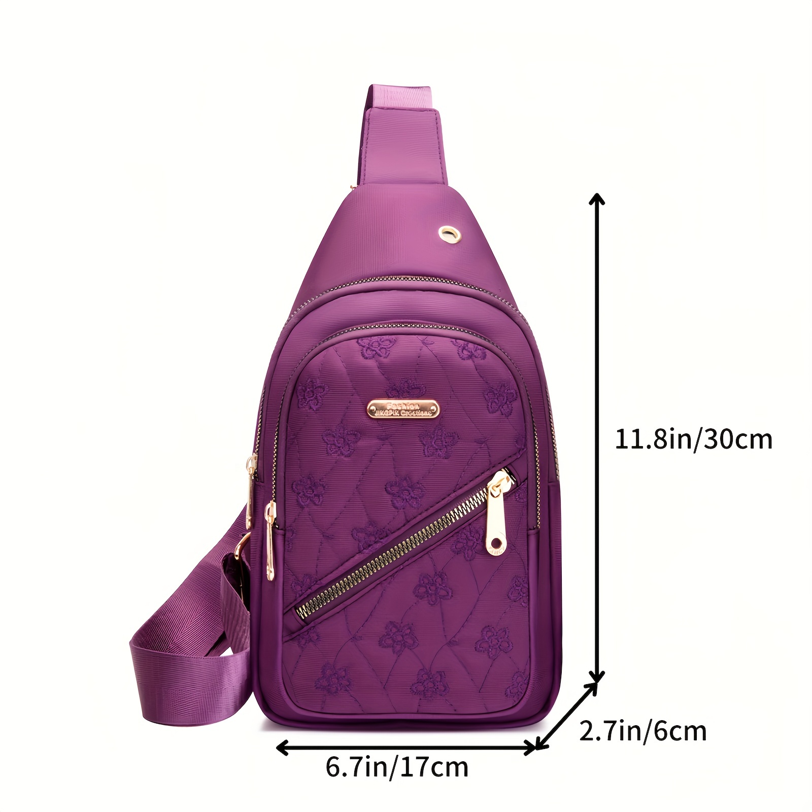 floral embroidered quilted sling bag sports gym chest bag casual crossbody bag purse for travel outdoor