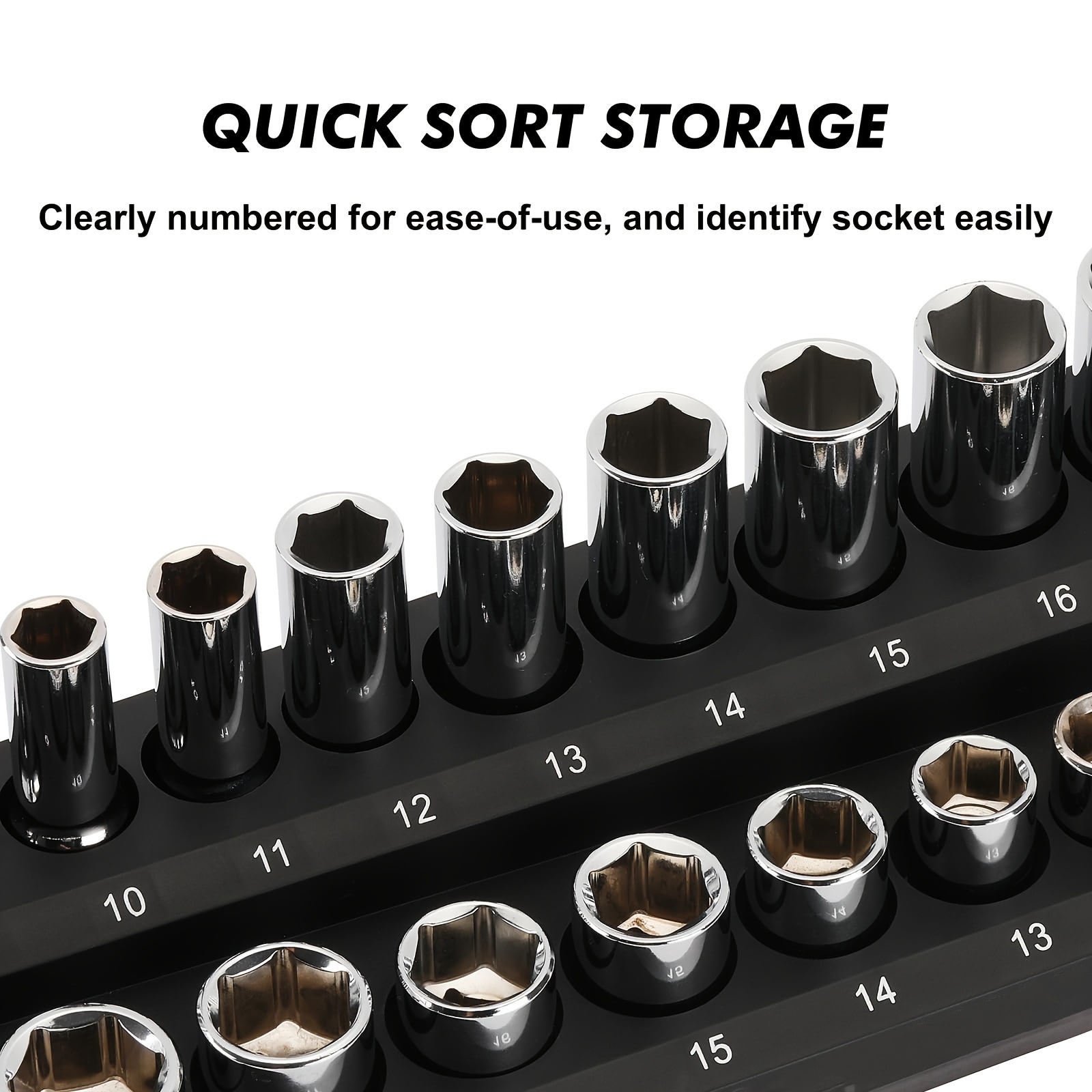 3pcs Metric Magnetic Socket Holders Holds 75 Sockets 1 2 Inch 3 8