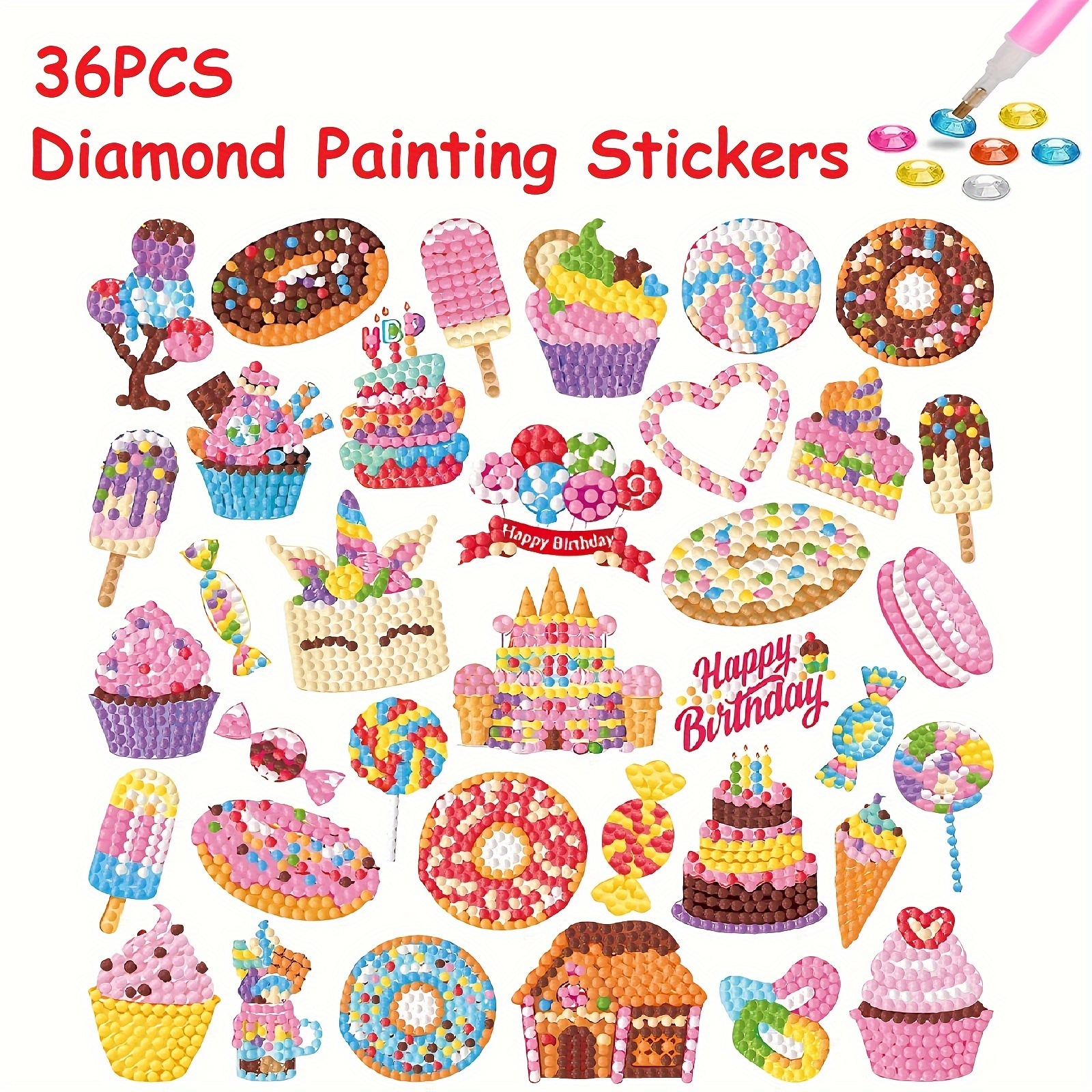  16PCS Diamond Painting Stickers Kits for Kids, Cartoon Anime Diamond  Painting Stickers Diamond Art Paint by Numbers Kit 5D Paint by Numbers  Diamonds Mosaic Stickers for Kids Beginners : Toys 