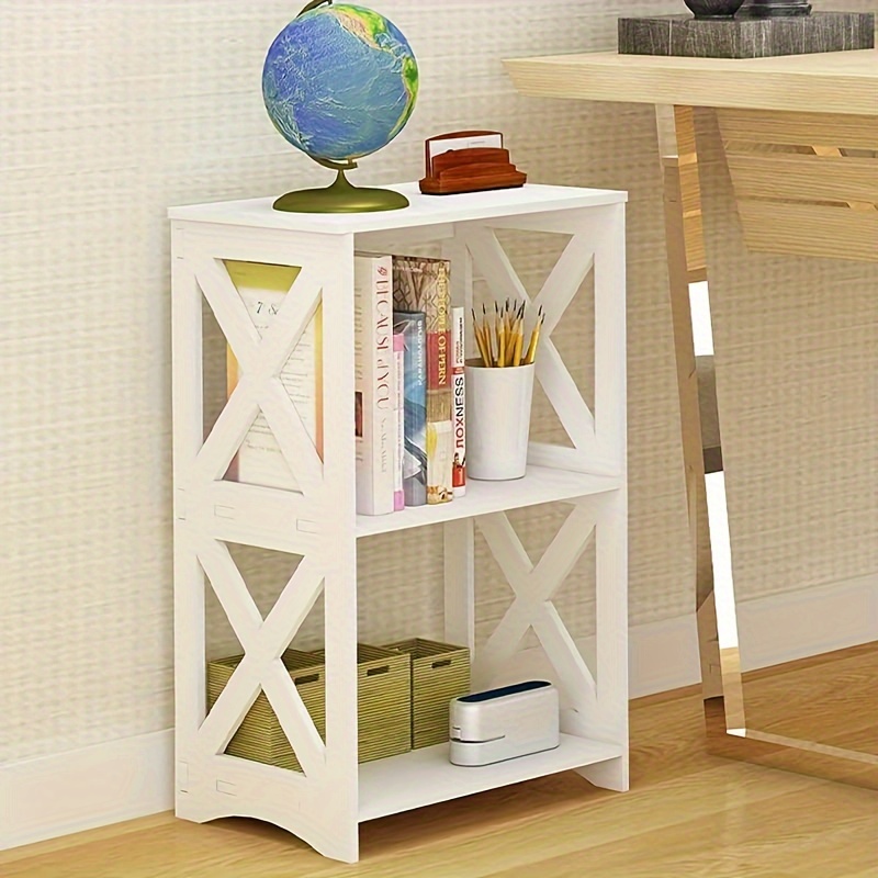 Riipoo End Bedside Table 3 Tier, White, Bathroom Nightstand Shelf for Small Spaces, Living Room, Office, Dorms