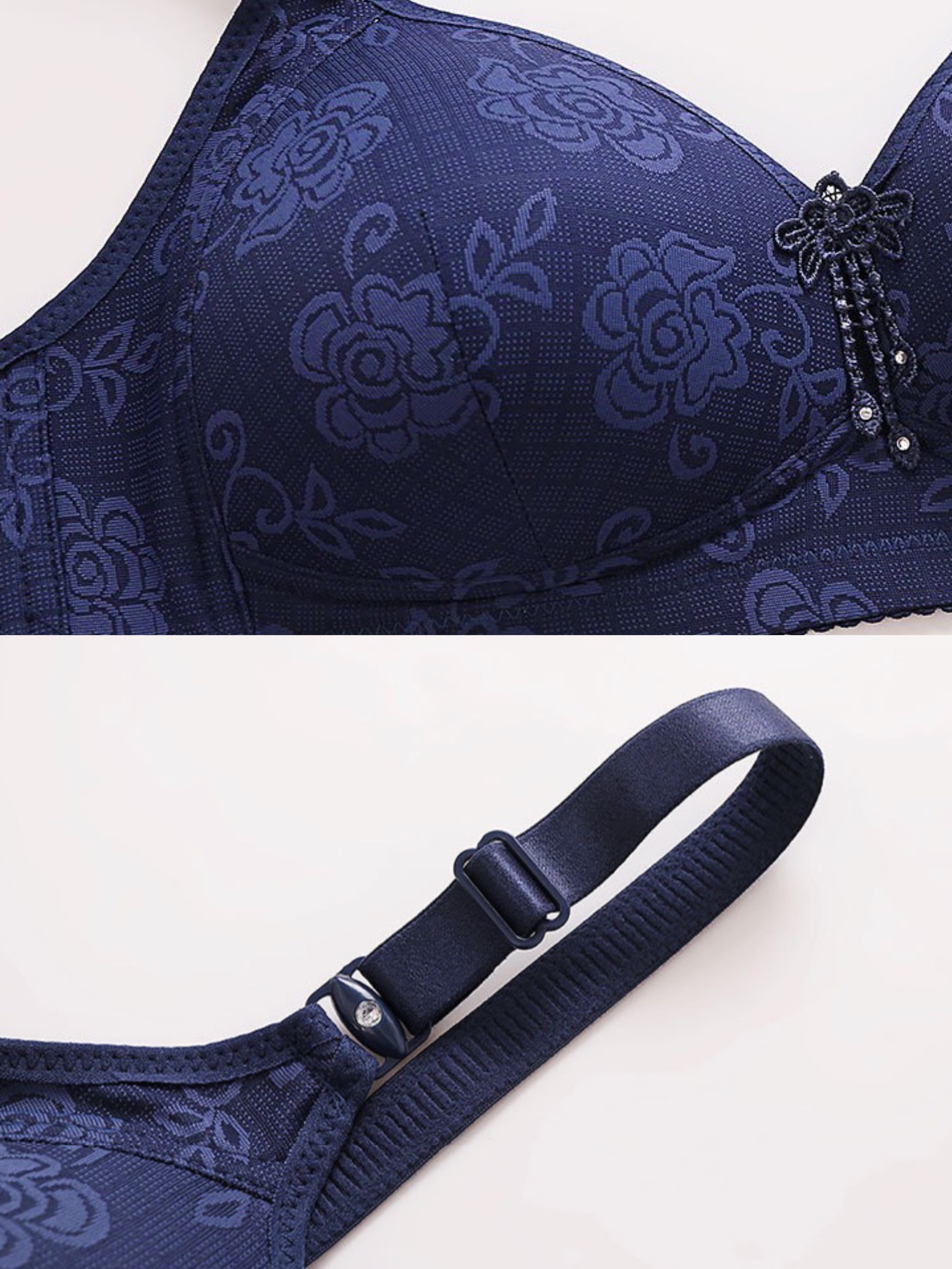 Simple Solid Lace Floral Patch Bra Comfy Breathable Wireless - Temu