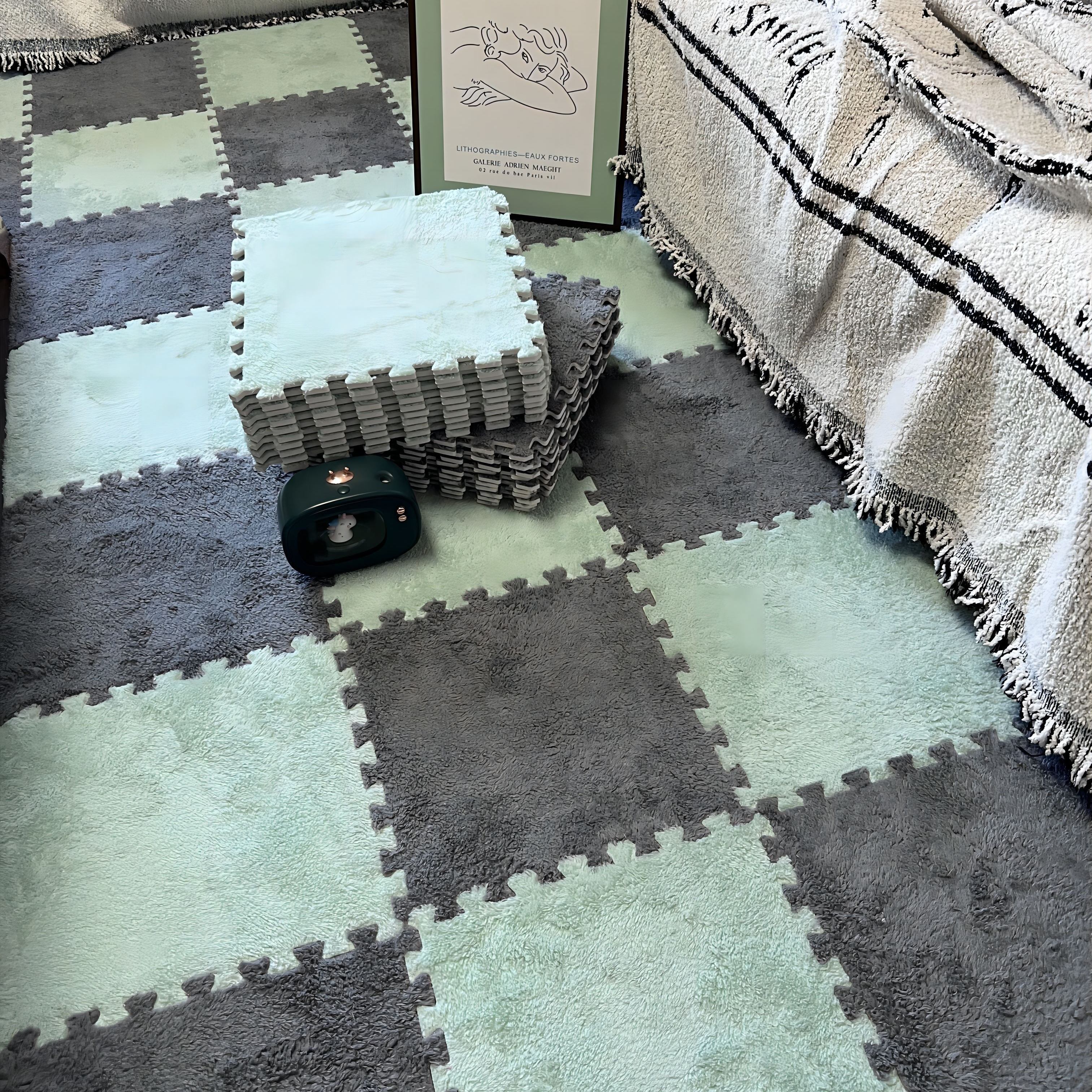 6 Stück Plüsch-Puzzle-Schaumstoff-Bodenmatte, Erkerfenstermatte, Sitzmatte,  Quadratischer, Ineinandergreifender Teppich, Flauschiger Teppich,  Schützende, Rutschfeste Komfort-Sitzpolster, Schaumstoff-Fußmatten - Temu  Germany