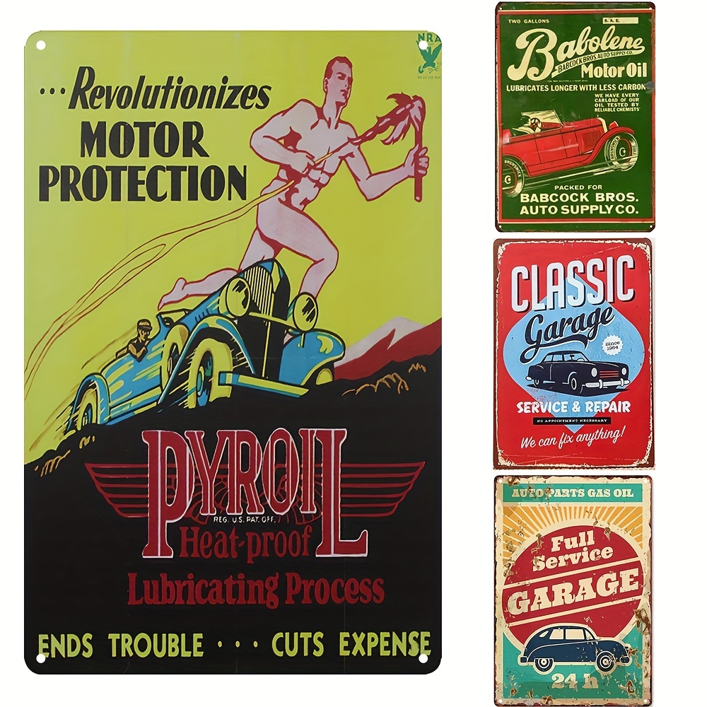 Tin Signs 5 Pieces Reproduction Vintage, Gas Oil Metal Signs, Home Kitchen  Man Cave Bar Garage Wall Decor, 8x12 Inch