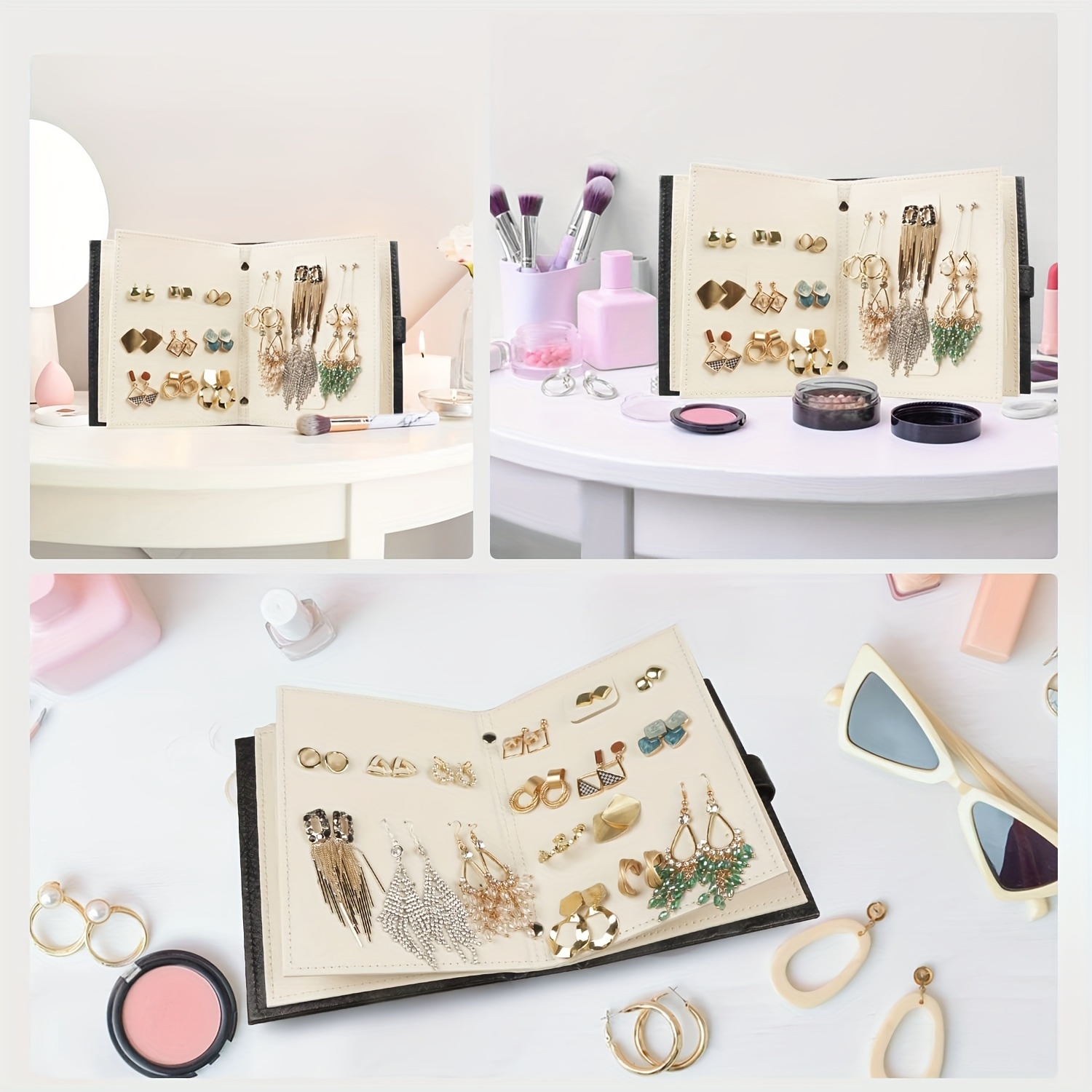 1pc Earring Book Design Earring Holder, Suitable For Travel Jewelry Storage  Box & Tray, Can Hold 42 Pairs Of Earrings, Jewelry Box Included
