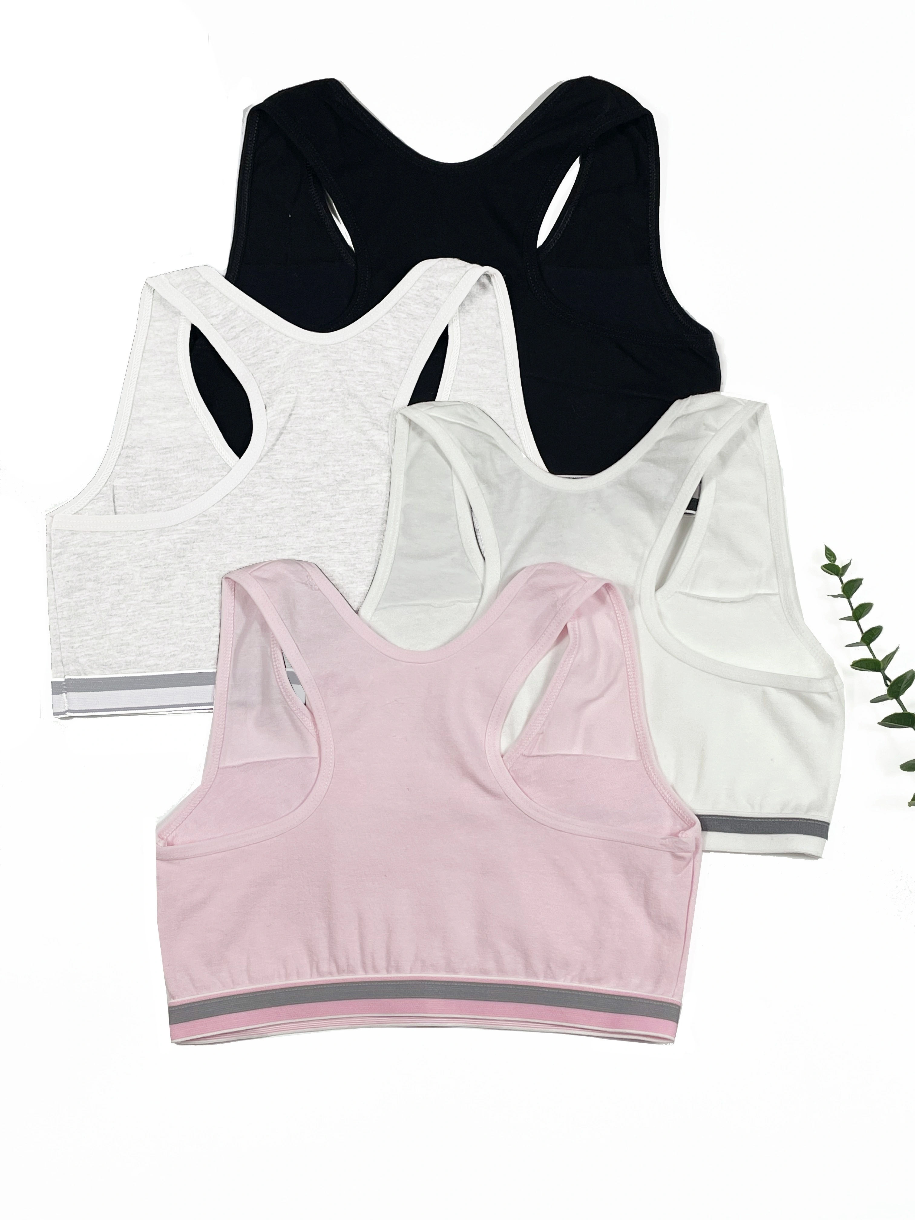 4PCS Girls' Training Bra Girls Comfort Camisole Bra Cotton Training Bras  Breathable Sports Cami Bras Strap Bralette