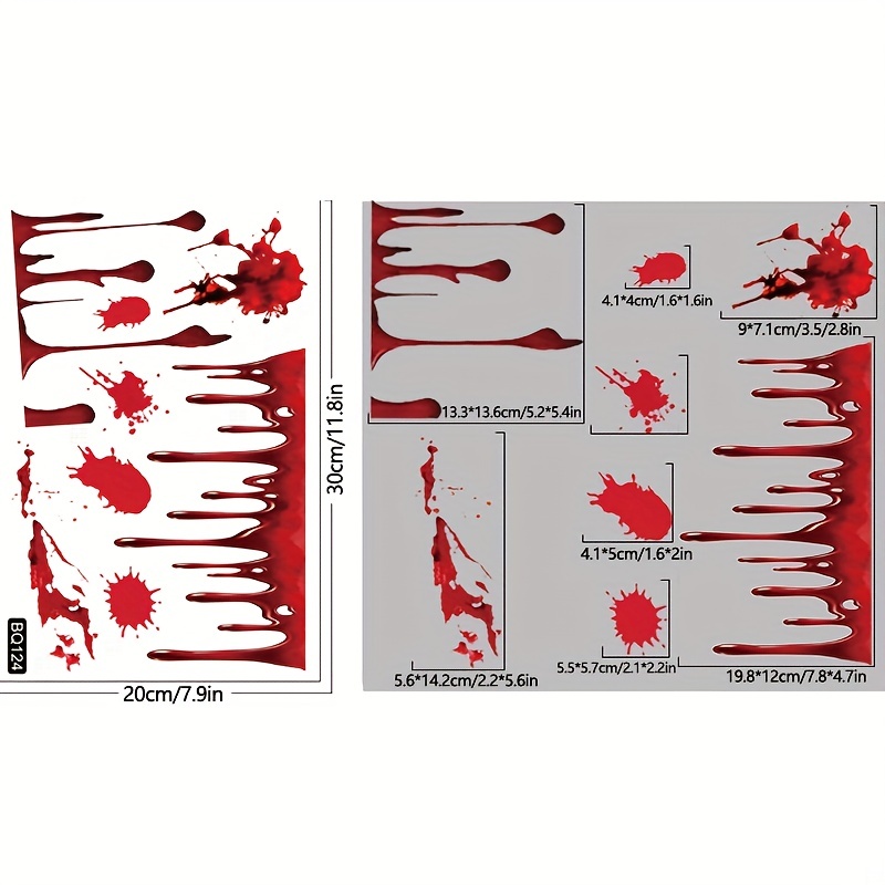 Scary Halloween Window Clings Horror Blood Handprints Footprints Stickers