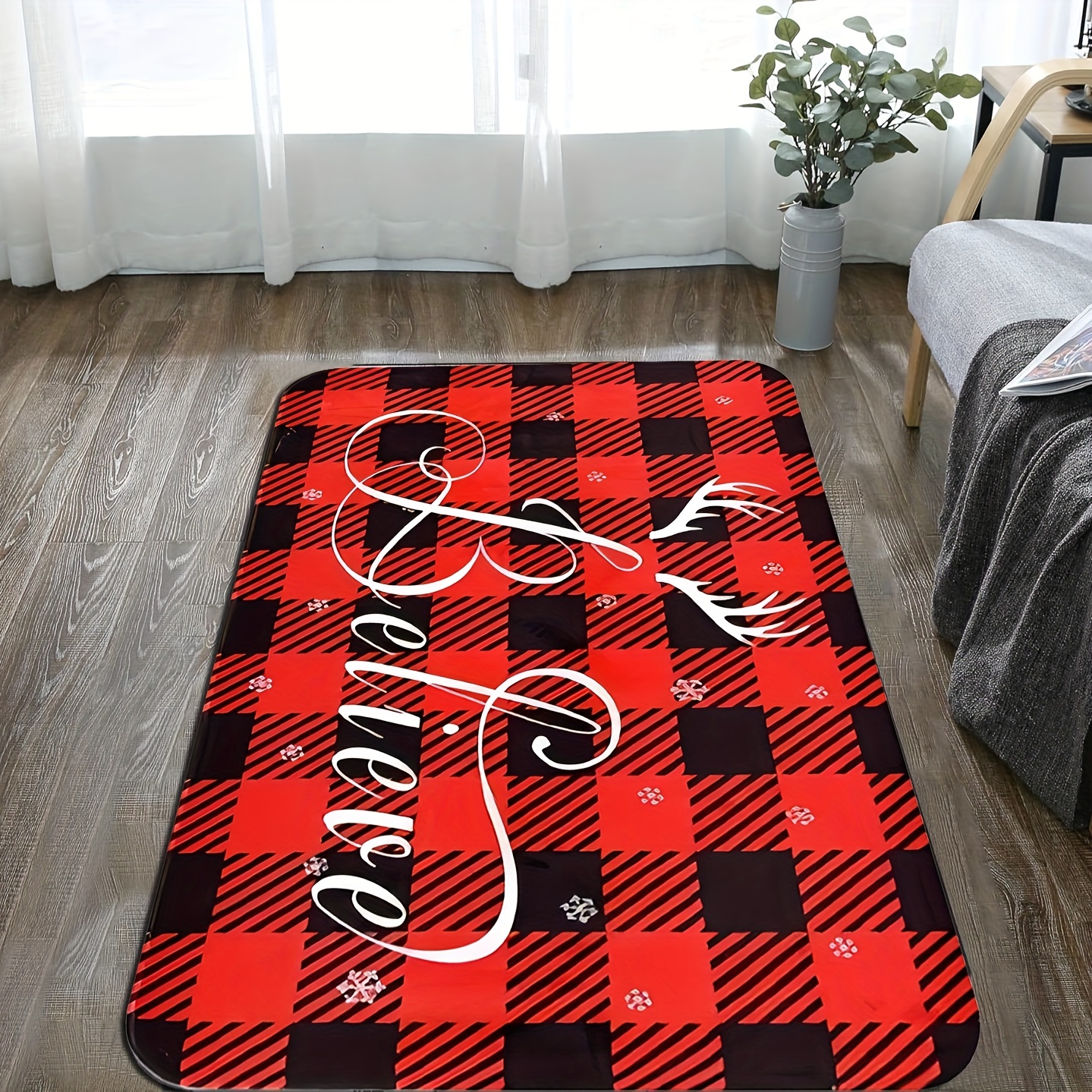 Winter Christmas Indoor Doormat, Durable & Resist Dirt Rugs for