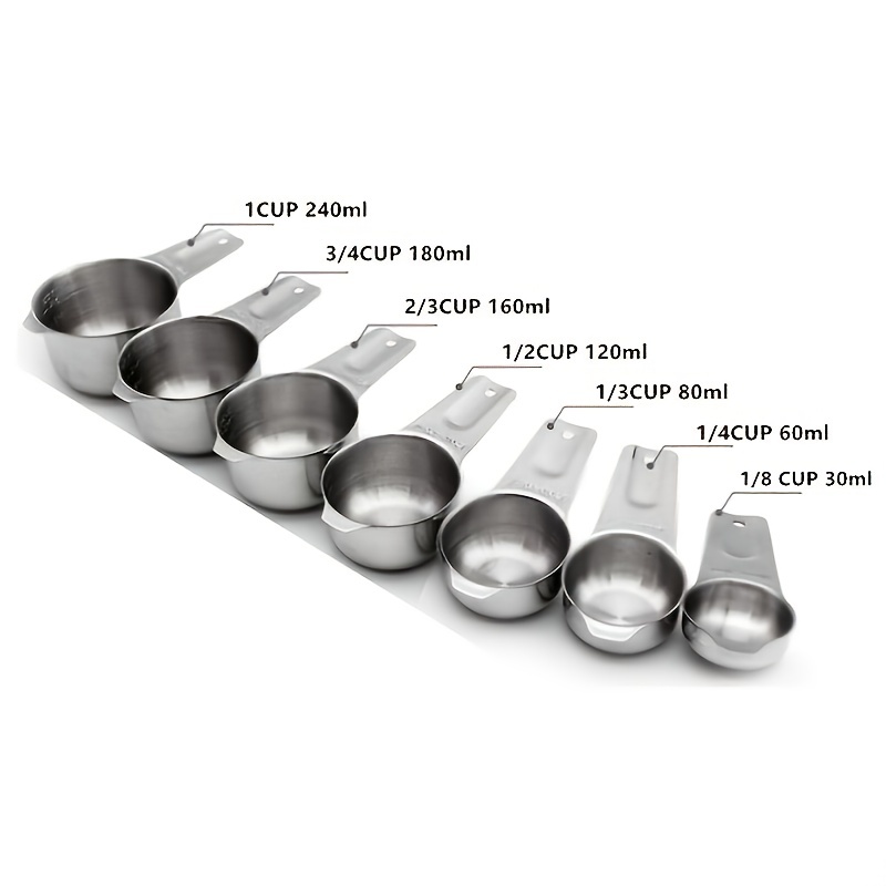 Measuring Cups,Stainless Steel Measuring Cup Food Grade Measuring Cup for  Kitchen Cooking and Baking (Set of 7)