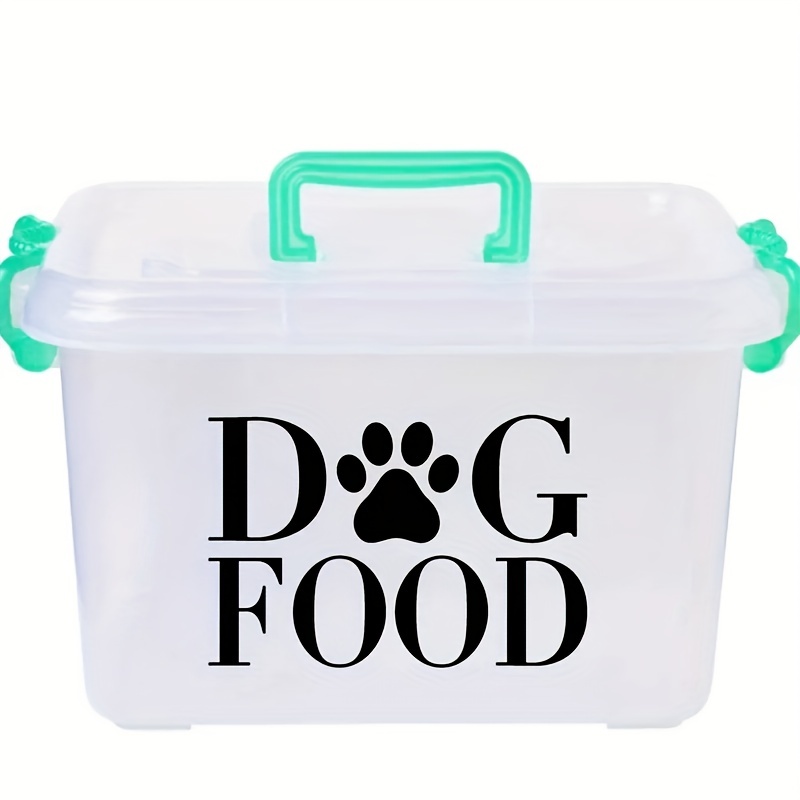 TEMU 1pc Pet Food Storage Label Sticker - Durable Plastic Food Organizer For Car Trunk, Outdoor Use, With Paw Print Logo, Pet Food Storage