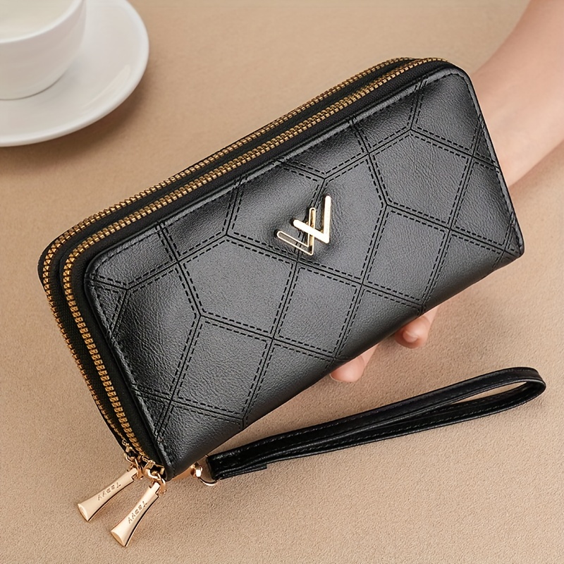 Fashion Double Layer Long Wallet, Zipper Around Credit Card Holder