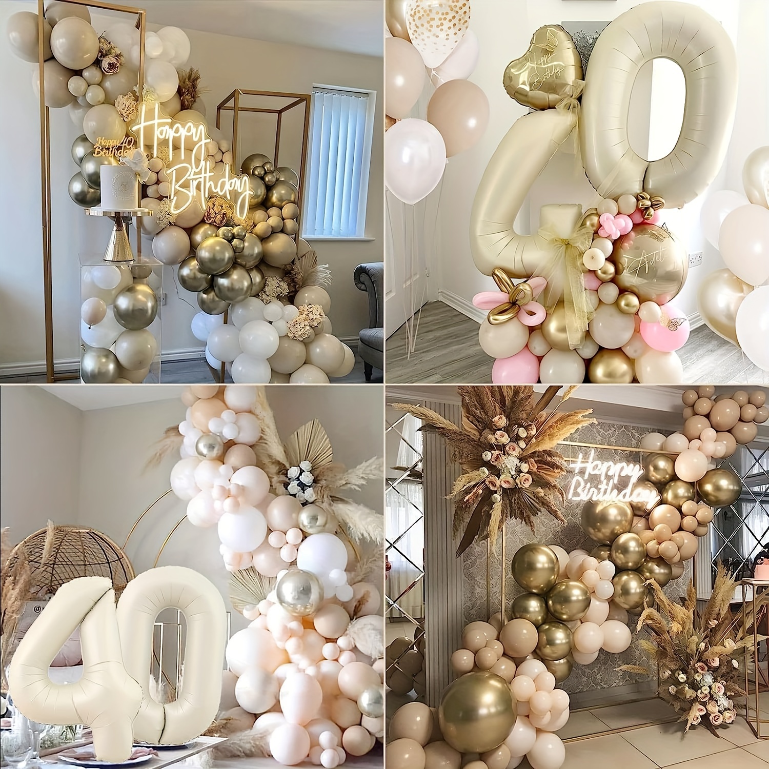Decoration Anniversaire 40 ans Homme Femmes, Or Blanc Ballons Anniversaire  40 Ans avec Deco 40 Ans Bannière de Joyeux anniversaire, Ballon 40 ans