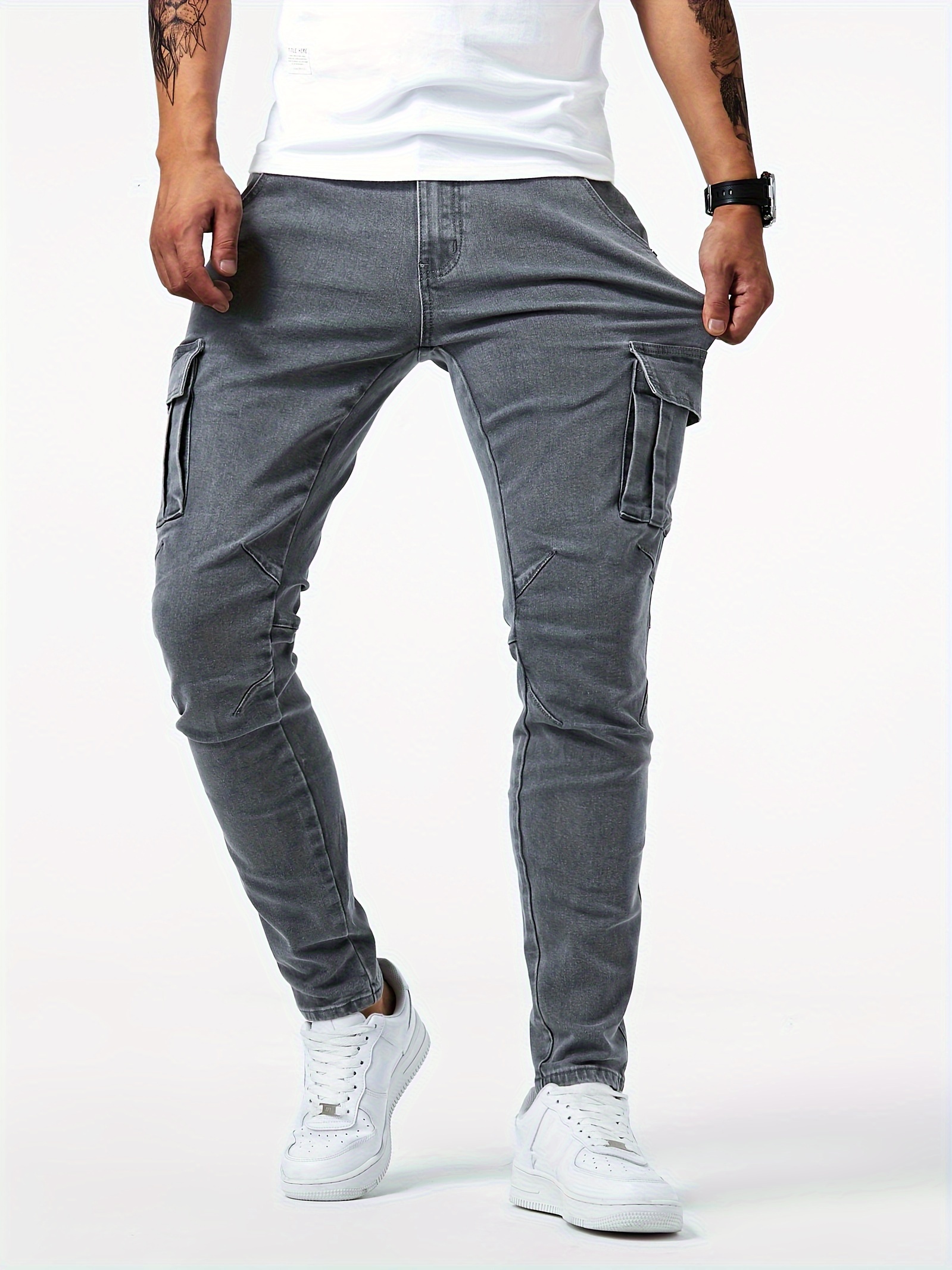 Street Temu Style Pocket Germany Fit Casual Multi Jeans - Slim Herren High