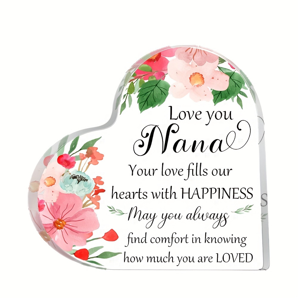 Acrylic Ornament Grandma Birthday Gifts Floral Theme Heart - Temu