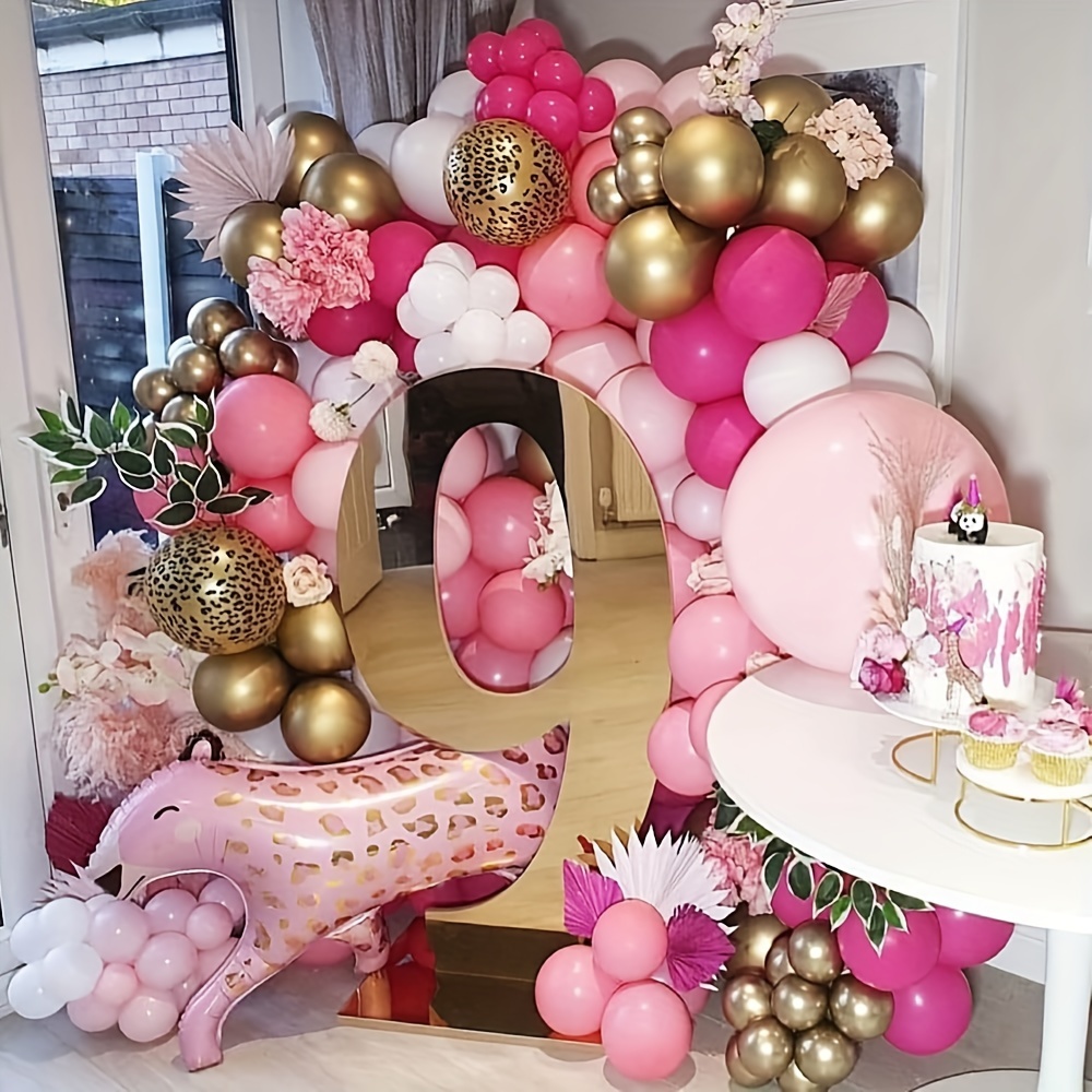 Pink Balloon Garland Arch Kit Hot Pink Rose Gold Chrome Balloon