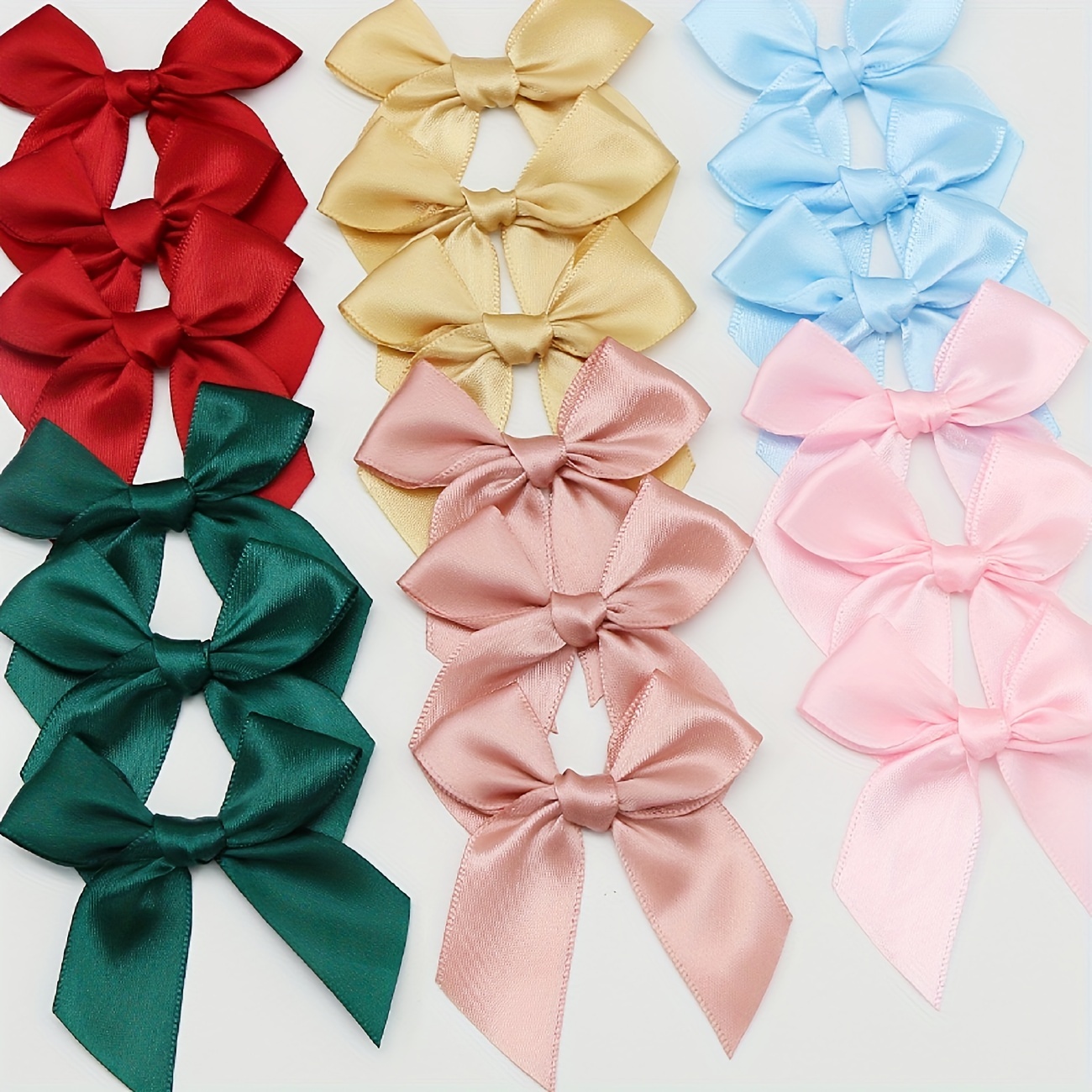 

50pcs, Large Satin Ribbon Bows Knot Craft Bows (3.1"x2.8") Pink White Small Flower Gift Tie Wedding Decoration Bow Bowknot Diy Birth Party Baking Decoration