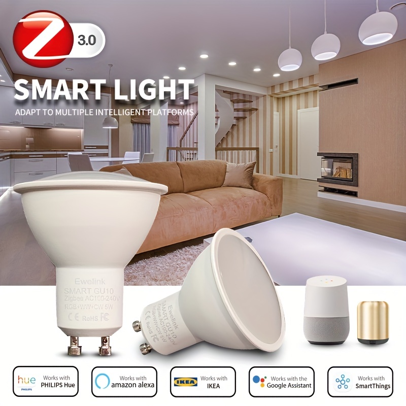 Zigbee MR16 Smart Bulbs, Compatible with Hue*, Alexa, Google