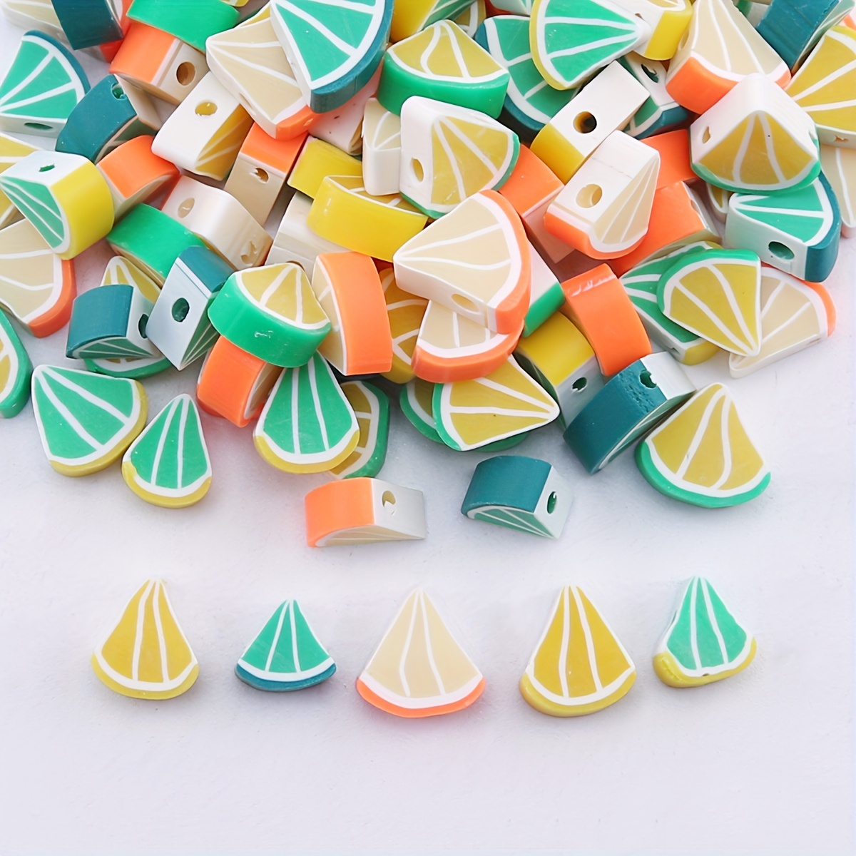 50pcs/box Mix Fruit Polymer Clay Beads Pineapple Peach Watermelon Avocado  Spacer Beads For Jewelry Making DIY Bracelet Necklace