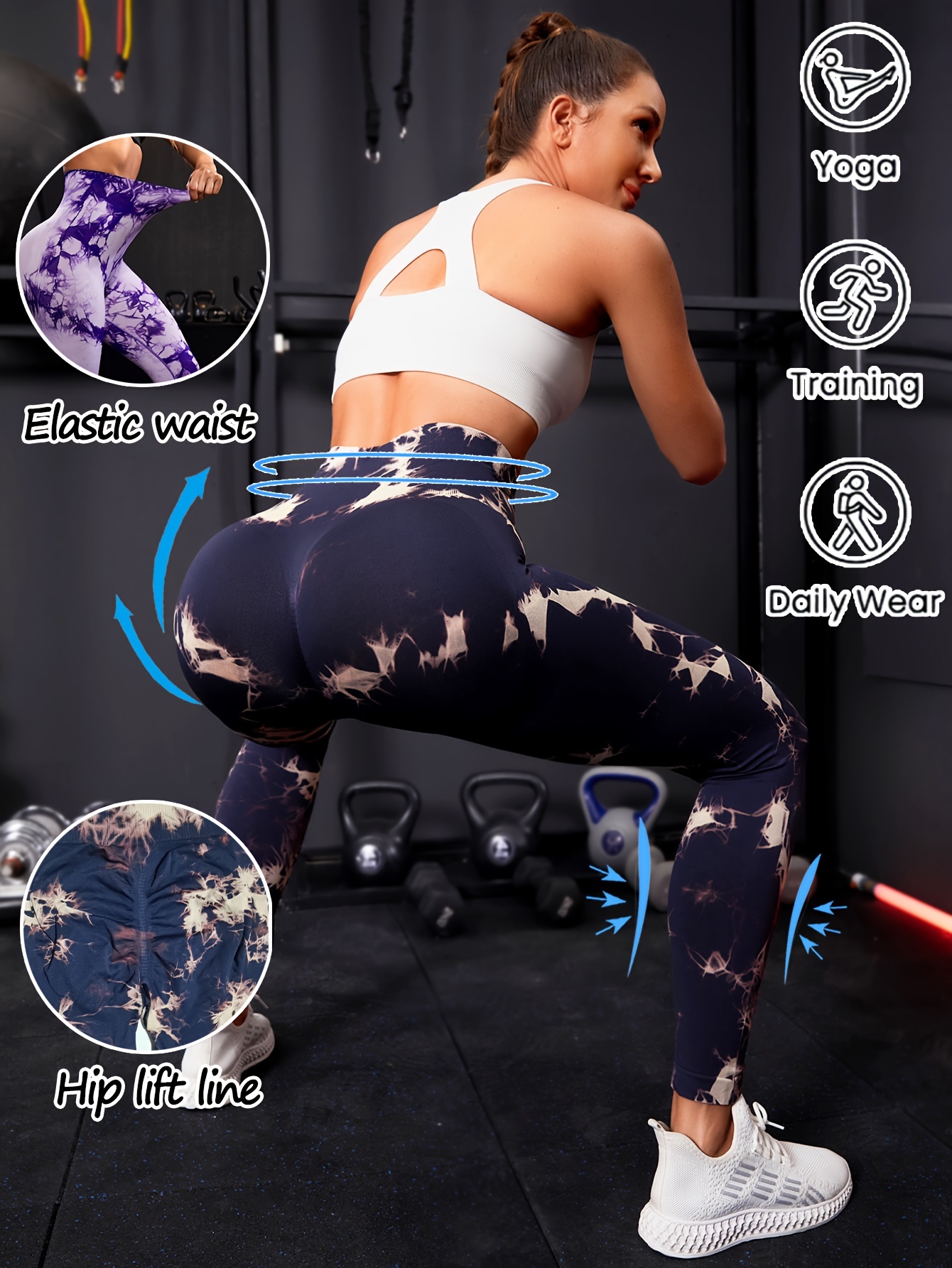 Tie Dye Yoga Pants Women Hip Lifting High Waist Workout - Temu Canada