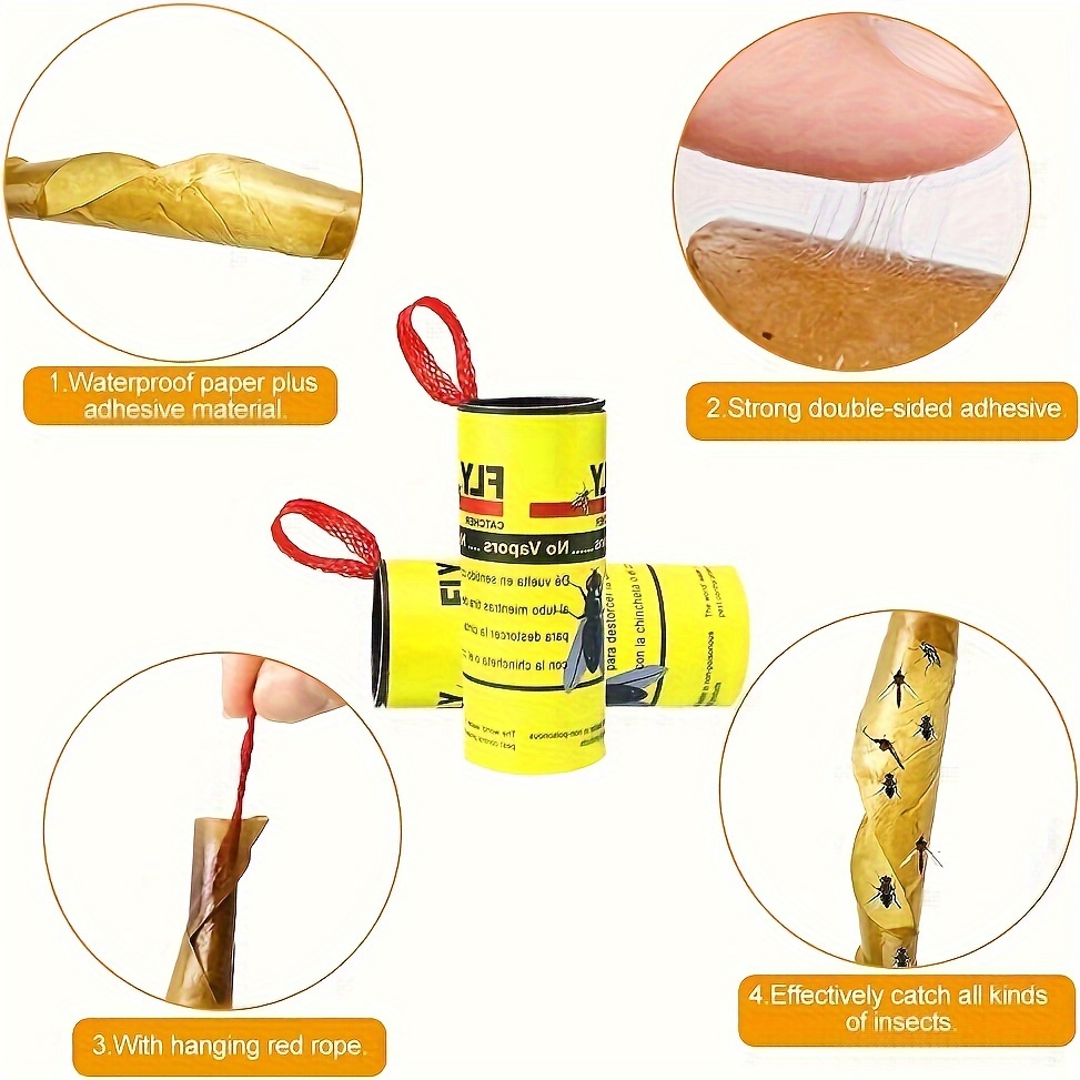 Fly Traps for Indoors Outdoor, Fly Paper Strips Sticky Hanging, Fruit Fly  Strips,Fly Tape Catcher Ribbon, Fruit Fly Gnat Trap Killer Fly Traps for