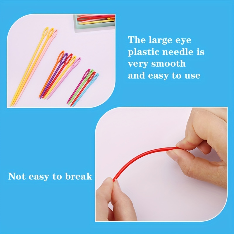 50pcs Plastic Sewing Needles, Large Eye Plastic Yarn Needles for Kids, 9cm/3.54inch Plastic Needles for Yarn and Craft Plastic Embroidery Needle for