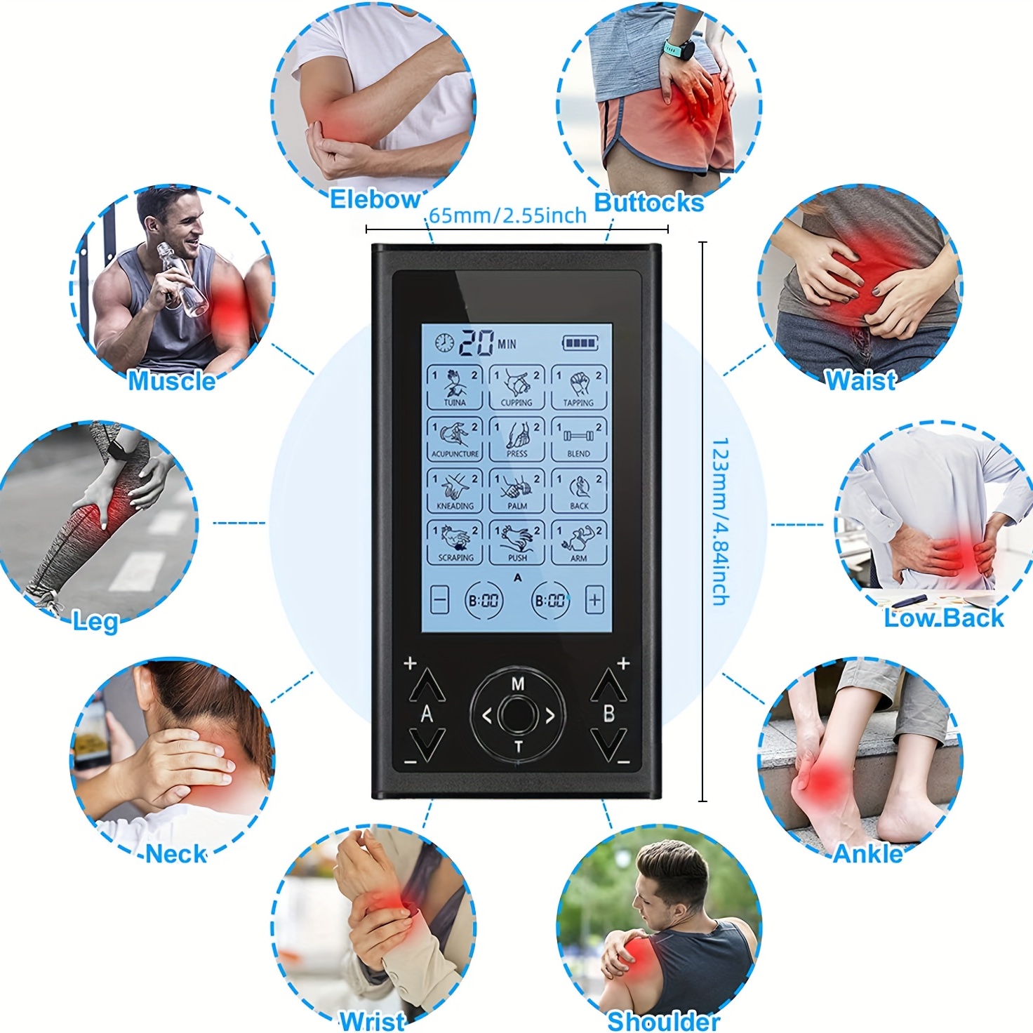 TENKER TENS EMS Unit Muscle Stimulator 24 Modes TENS Machine for