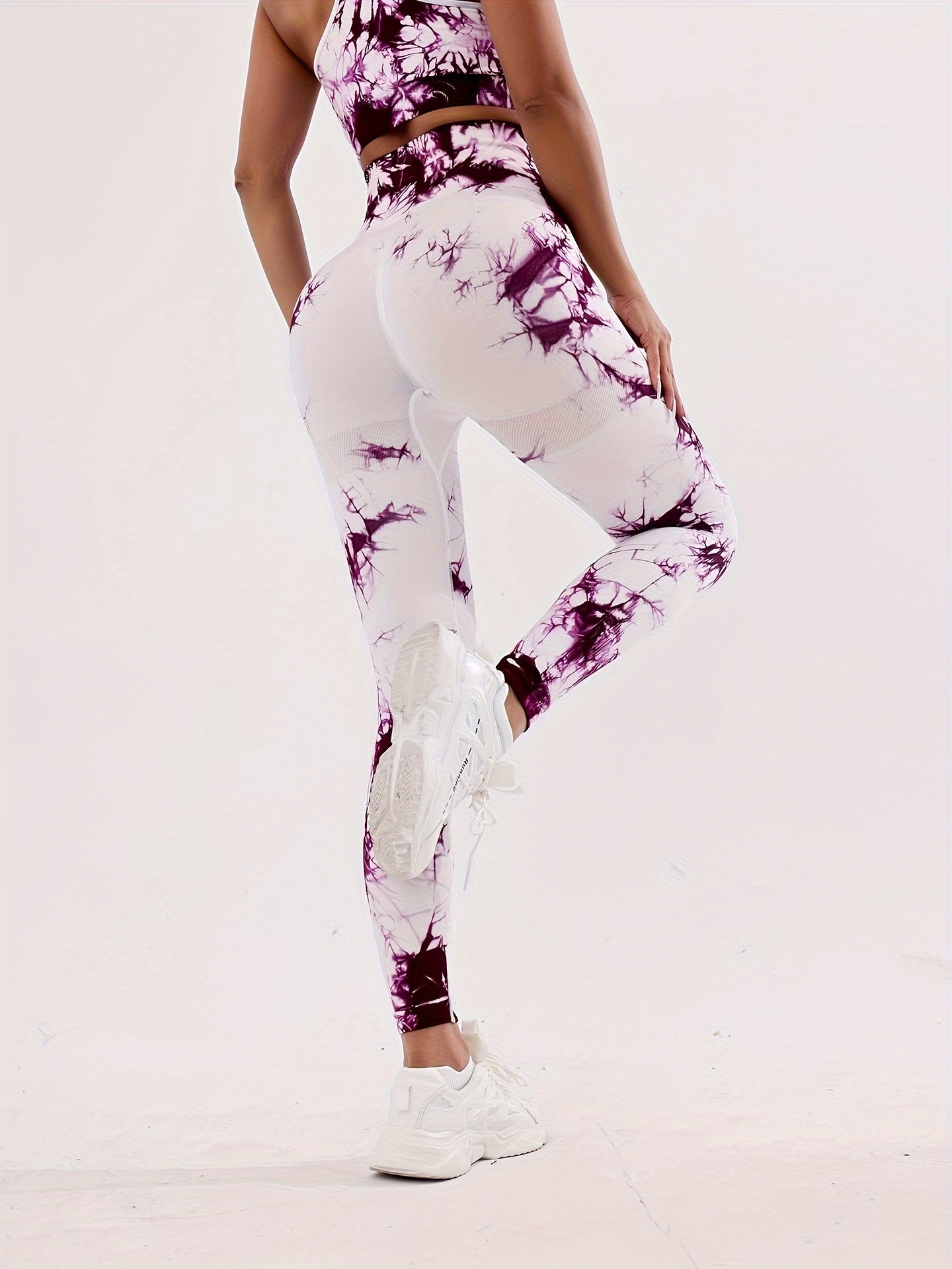 Women's Tie Dye Yoga Outfits 2 Piece Set High Waist Leggings and