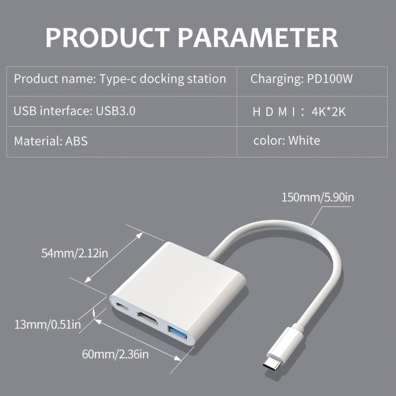 Usb c To Hdtv Adapter Multiport Portable Thunderbolt 3 To - Temu