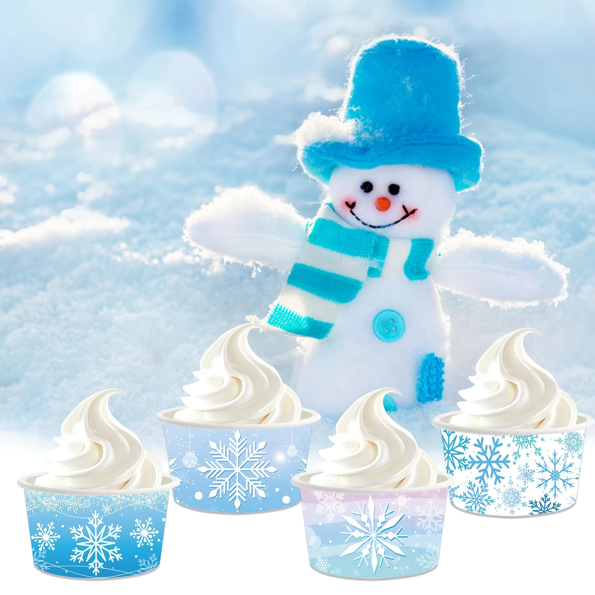 Christmas Treats Snack Cups Disposable Paper Bowls Ice Cream - Temu