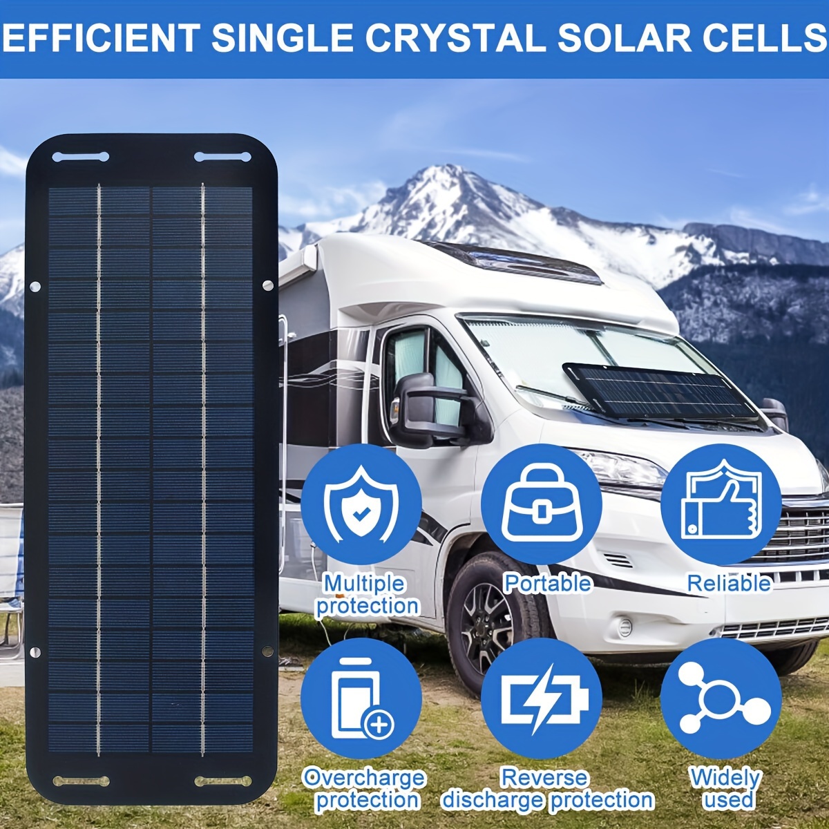12V solar panels charging kits for caravans, motorhomes, boats