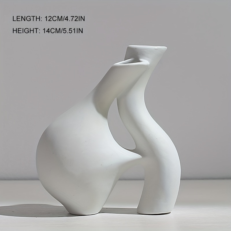 1pc ホワイトセラミック花瓶 北欧スタイルモダンミニマリスト陶器花瓶