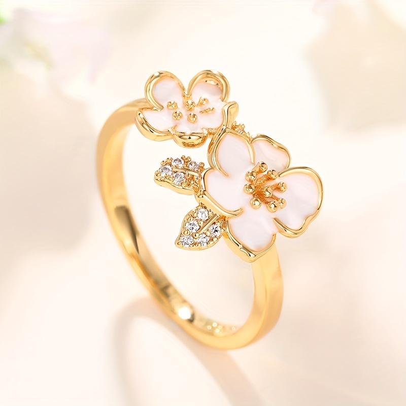 bague florale femmes design 3d fleur doré Temu Canada